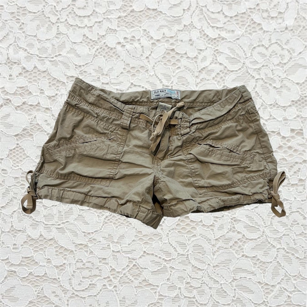 vintage‎ old navy khaki cargo mini shorts with drawstrings